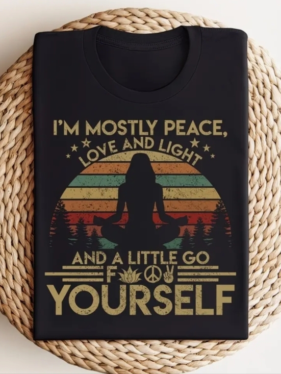 Tops - Black Graphic Tee "I'm Mostly Peace".... Funny Top. 100% Cotton